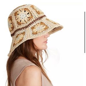 Knit straw crochet bucket hat neutral colors NATURAL beach hats festival